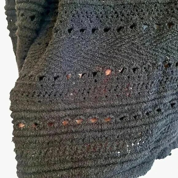 ZARA KNIT Womens Open Weave Crochet SWEATER - Size SMALL - Black Tassel … - Picture 10 of 10